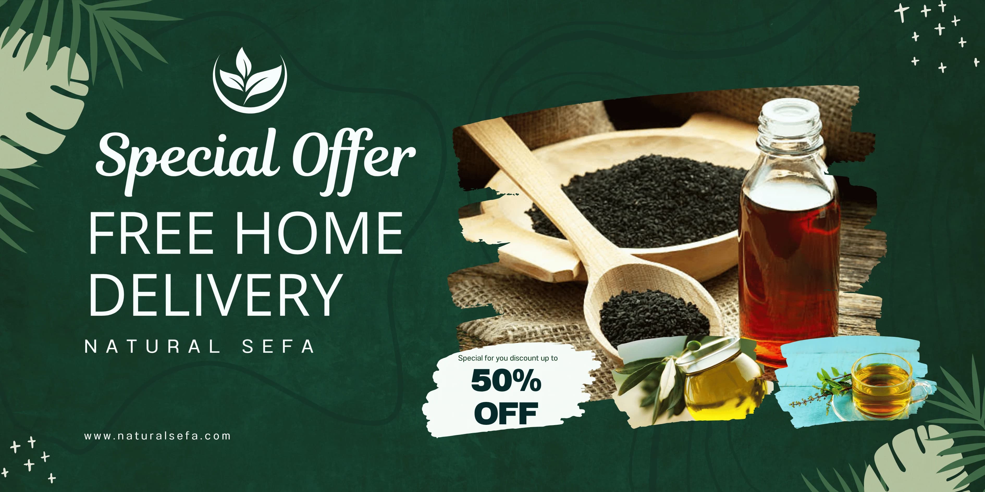 Natural Sefa hero banner showcasing organic skincare products